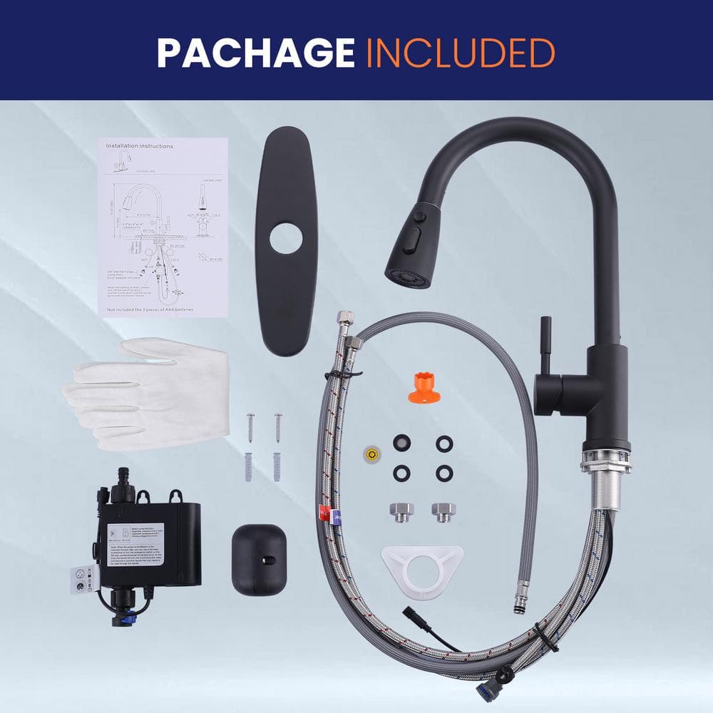 Matte Black Touchless Pull-Down Kitchen Faucet with Spray