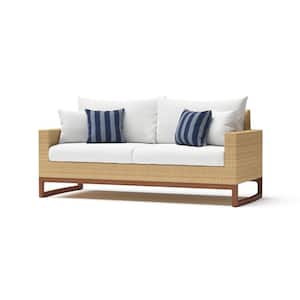 Mili Wicker Outdoor Sofa with Sunbrella Centered Ink Cushions
