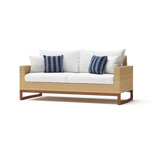 RST BRANDS Mili Wicker Outdoor Sofa with Sunbrella Centered Ink Cushions