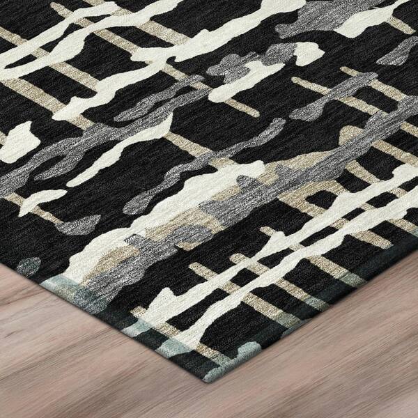 Chantille Machine Washable Indoor/Outdoor Abstract ACN2982 Black 8 ft. x 10 ft. Area Rug