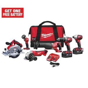 M18 18V Lithium-Ion Cordless Combo Tool Kit (6-Tool) with Two 3.0 Ah Batteries, 1 Charger, 1 Tool Bag