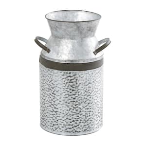 12 in. Gray Metal Milk Can Decorative Jars