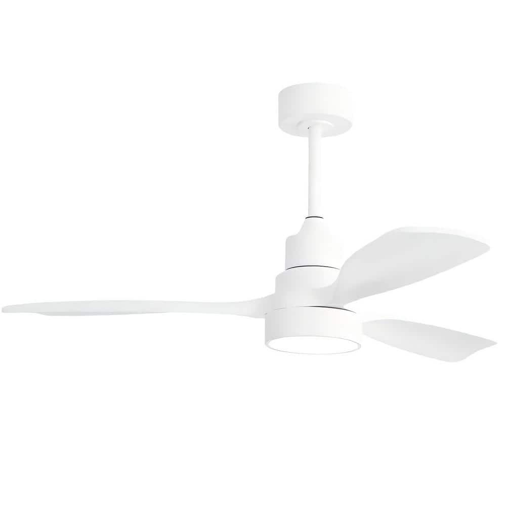 48 in. Indoor White Ceiling Fan with 3-Solid Wood Blades Remote Control Rev