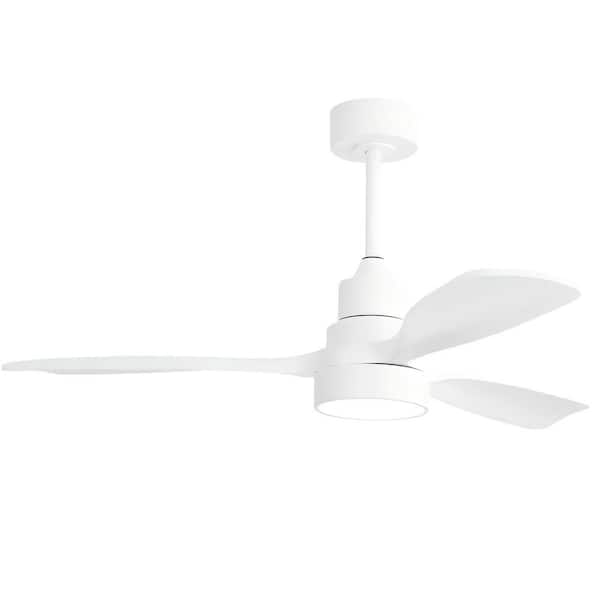 Jushua 48 in. Indoor White Ceiling Fan with 3-Solid Wood Blades Remote Control Reversible DC Motor for Living Room