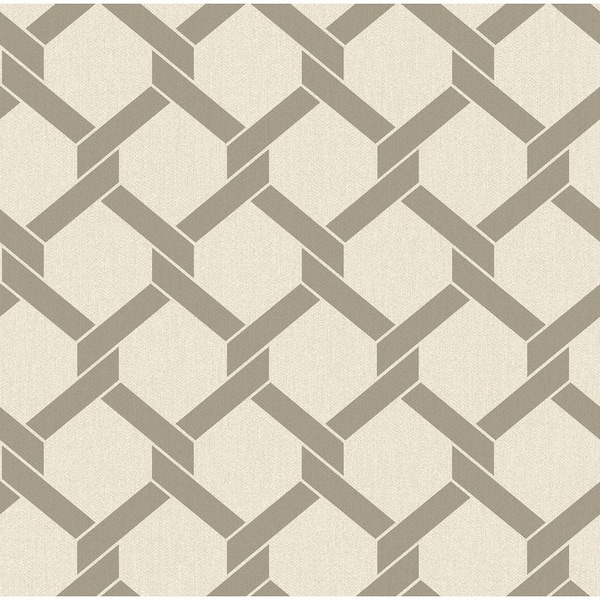 A-Street Prints Payton Grey Hexagon Trellis Wallpaper Border Sample