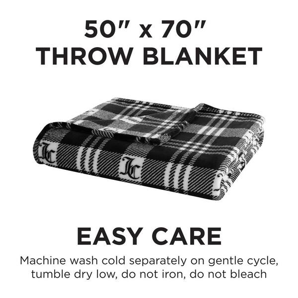 Juicy Couture Plaid 50 x 70 Plush Throws - Black