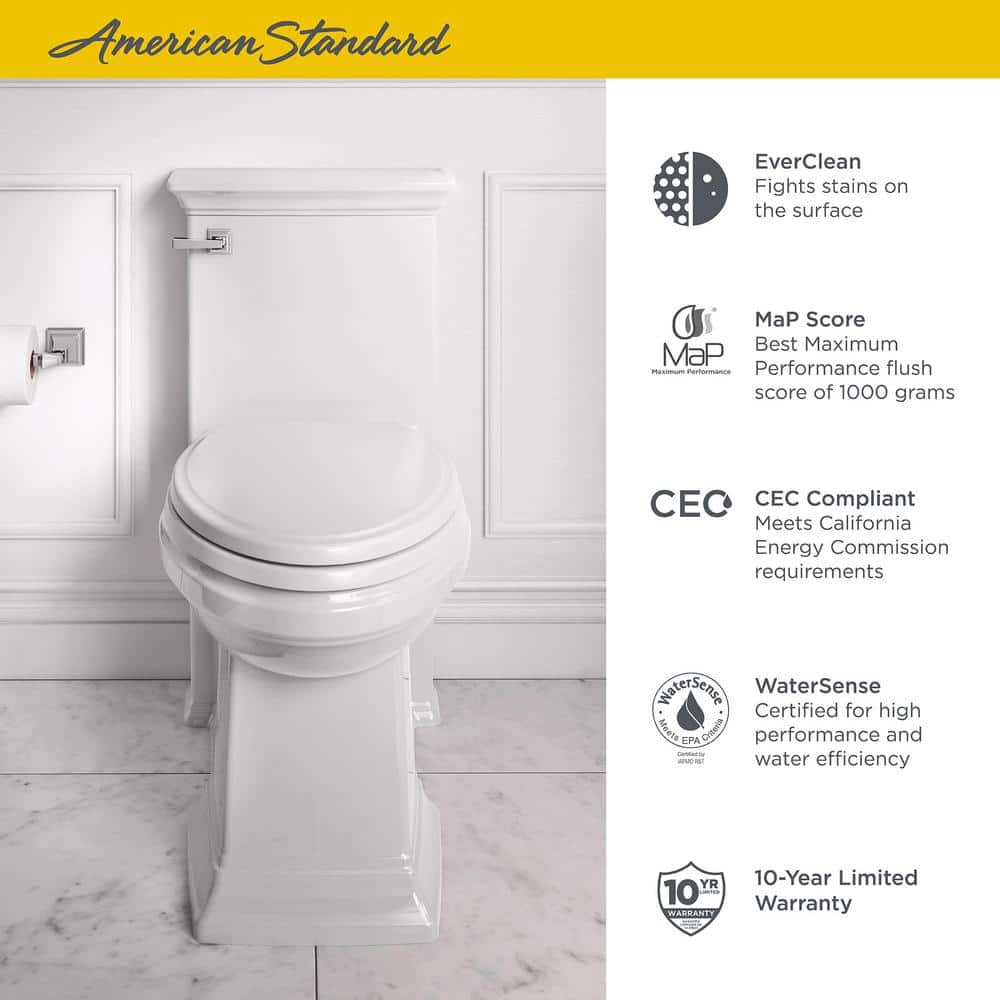 White High Efficiency Elongated One-Piece Toilet with Seat