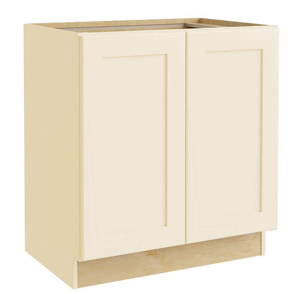 Newport Cream Painted Plywood Shaker Assembled Base Kitchen Cabinet FH Soft Close 30 in W x 24 in D x 34.5 in H -  Home Decorators Collection, B30FH-NBC