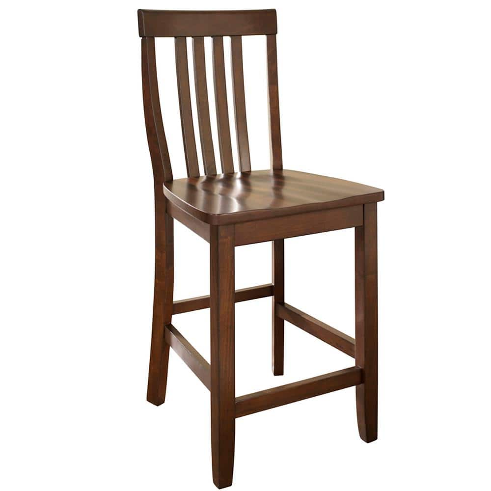 Vintage Mahogany Schoolhouse 24" Counter Stools - Set of 2
