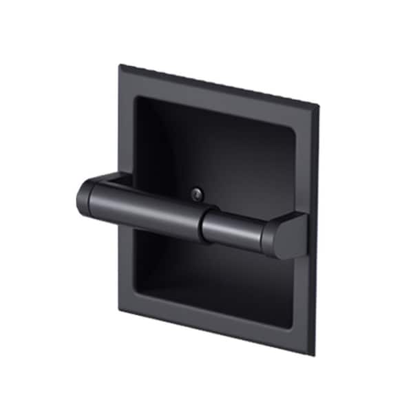 Bathroom Recessed Toilet Paper Holder Wall Mount Rear Mounting Bracket Included Black in Bathroom