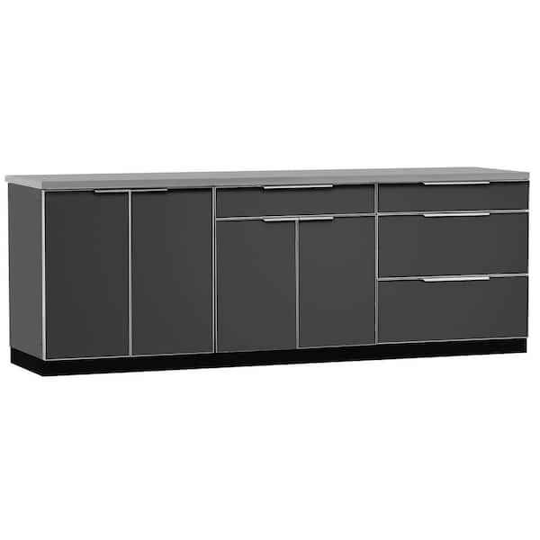 NewAge Products Slate Gray 4-Piece 96 in. W x 36.5 in. H x 24 in. D Outdoor Kitchen Cabinet Set with Covers
