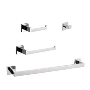 4 -Piece Bath Hardware Set with Hand Towel Holder in Chrome