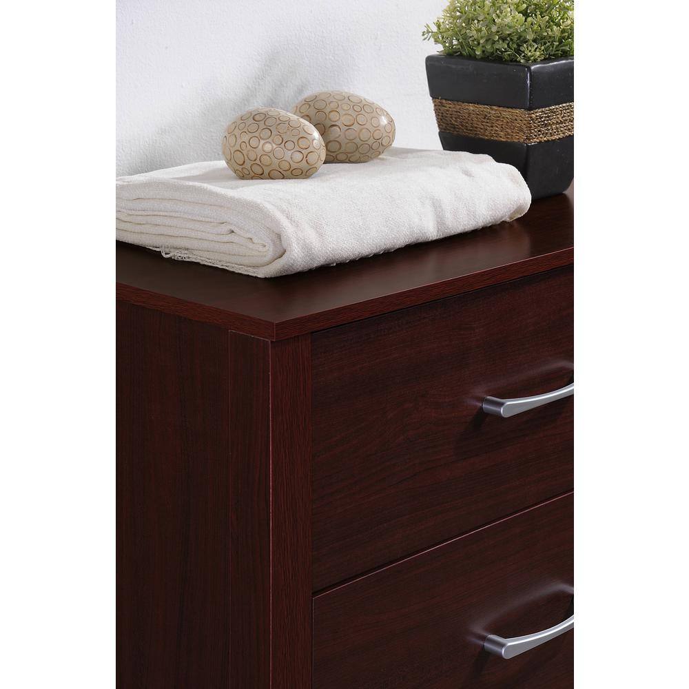 Sleek Mahogany 4-Drawer Chest with Soft Close and Roller Support