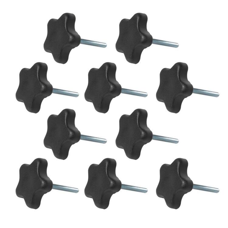 ?POWERTEC 1/4 in.-20 5-Star Stud Knob, Threaded Thumb Screw Star Knobs with 2 in. Stud for Woodworking Jigs and Fixtures (10-Pack)