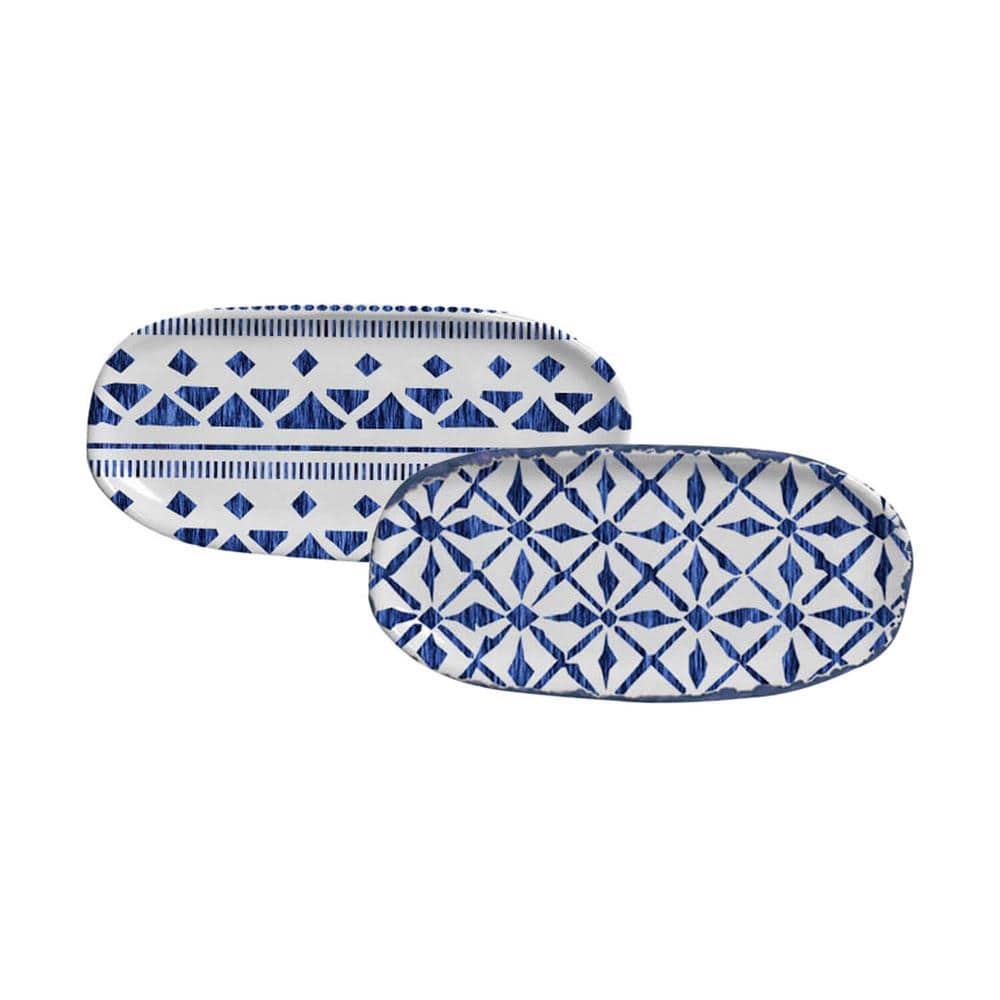 6.49 in. Maya Multi-Colored Stoneware Set of 2 Designs Shallow Oval Platter Organic (Set of 2) price history on PriceWatchPro