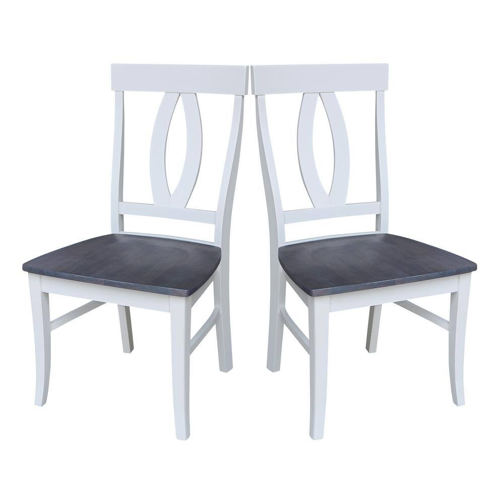 Heather Gray and White Solid Parawood High Side Chair