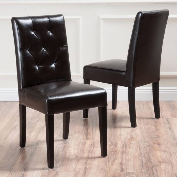 Tufted leather dining chair hot sale