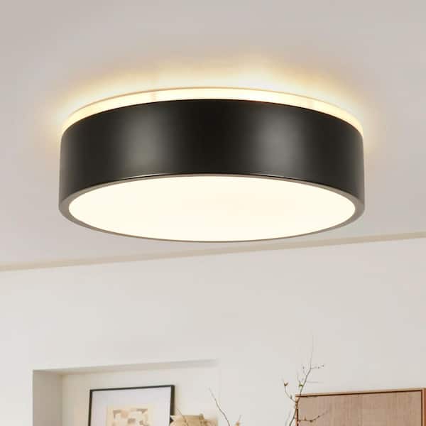 Rennnsan Colebrook 11.81 in. Round Modern Matte Black Integrated LED Metal Flush Mount Ceiling Light