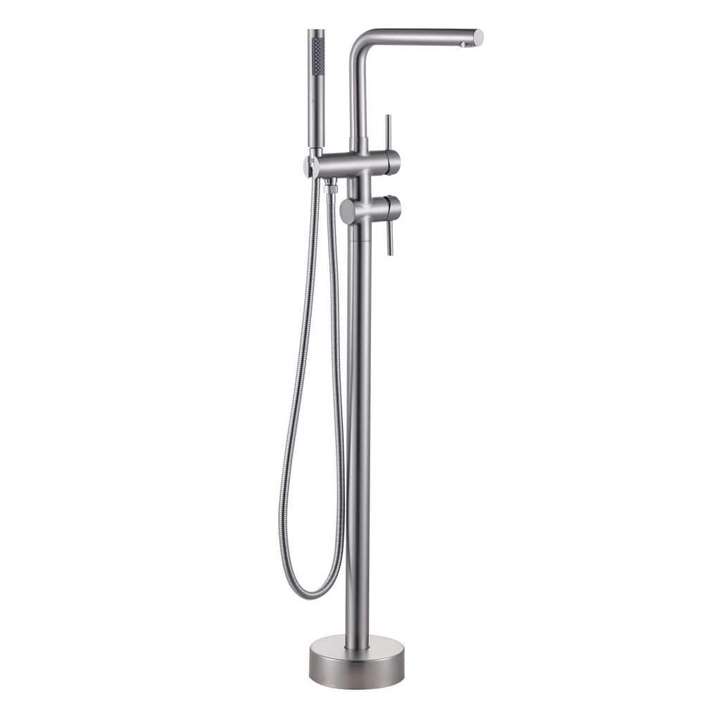 2-Handle Freestanding Tub Faucet with Handshower and Longer Spout in Brushed Nickel price history on PriceWatchPro