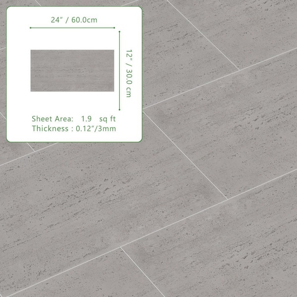 sunwings Gray MCM 12 in. x 24 in. Travertine Natural Clay Stone Looks Floor and Wall Tile For Indoor Outdoor (20 sq. ft. /Case) MCM-TRVG-10