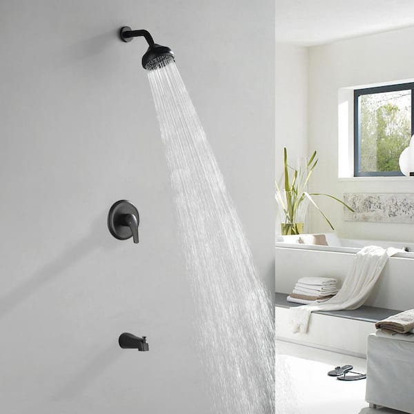 Single Handle 10-Spray Tub and Shower Faucet 2.5 GPM in Matte Black Valve Included
