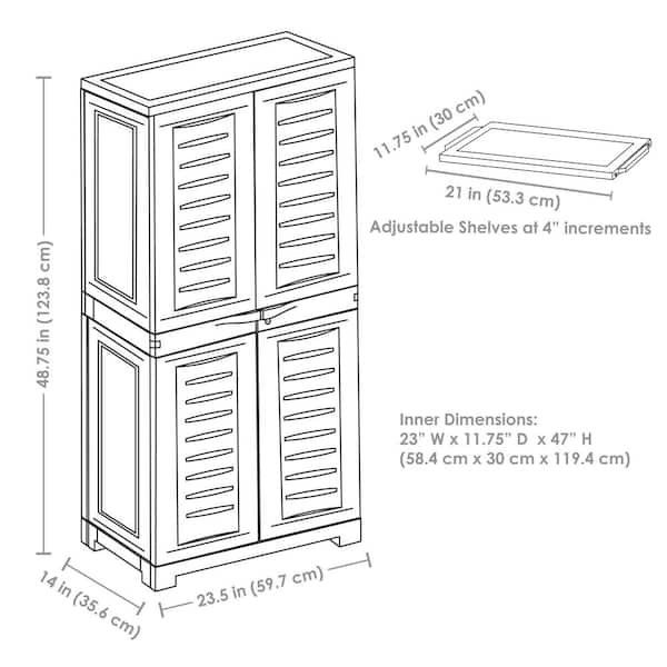 Sunnydaze Lockable Storage 23.5 in. W x 48.75 in. H x 14 in. D