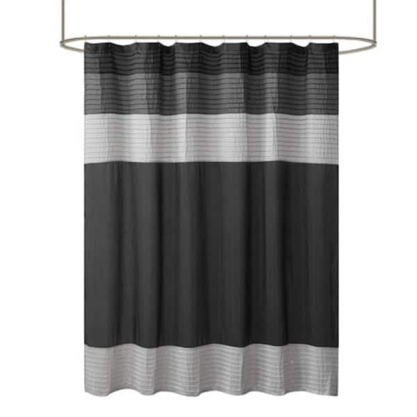 Aoibox Lightweight 72 in. W x 72 in. L Faux Silk Polyester Shower Curtain Sets in Black