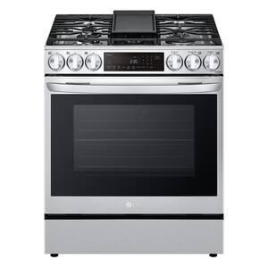 6.3 cu. ft. 30 in Smart ProBake Slide-in Dual Fuel Range with Gas Stove and Electric Oven in PrintProof Stainless Steel