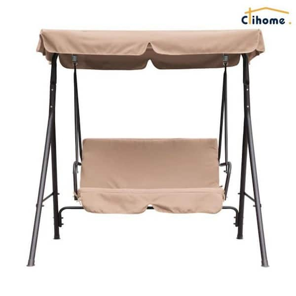 Clihome 2-Person Metal Frame Outdoor Porch Swing with Removable ...