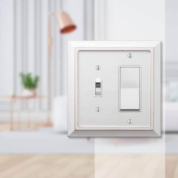 Savannah 2 Gang 1-Toggle and 1-Rocker Wood Wall Plate - White