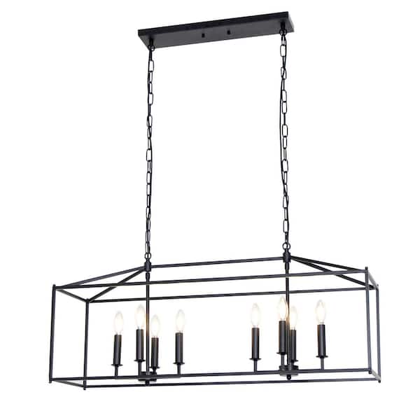 UMEILUCE 8-Light 39.4 in. Caged Farmhouse Hanging Chandelier for Dining ...