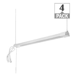 3 ft. Plug-in LED Shop Light with Pull Chain 3000 Lumens Garage Light Workshop Basement 4000K Bright White (4-Pack)