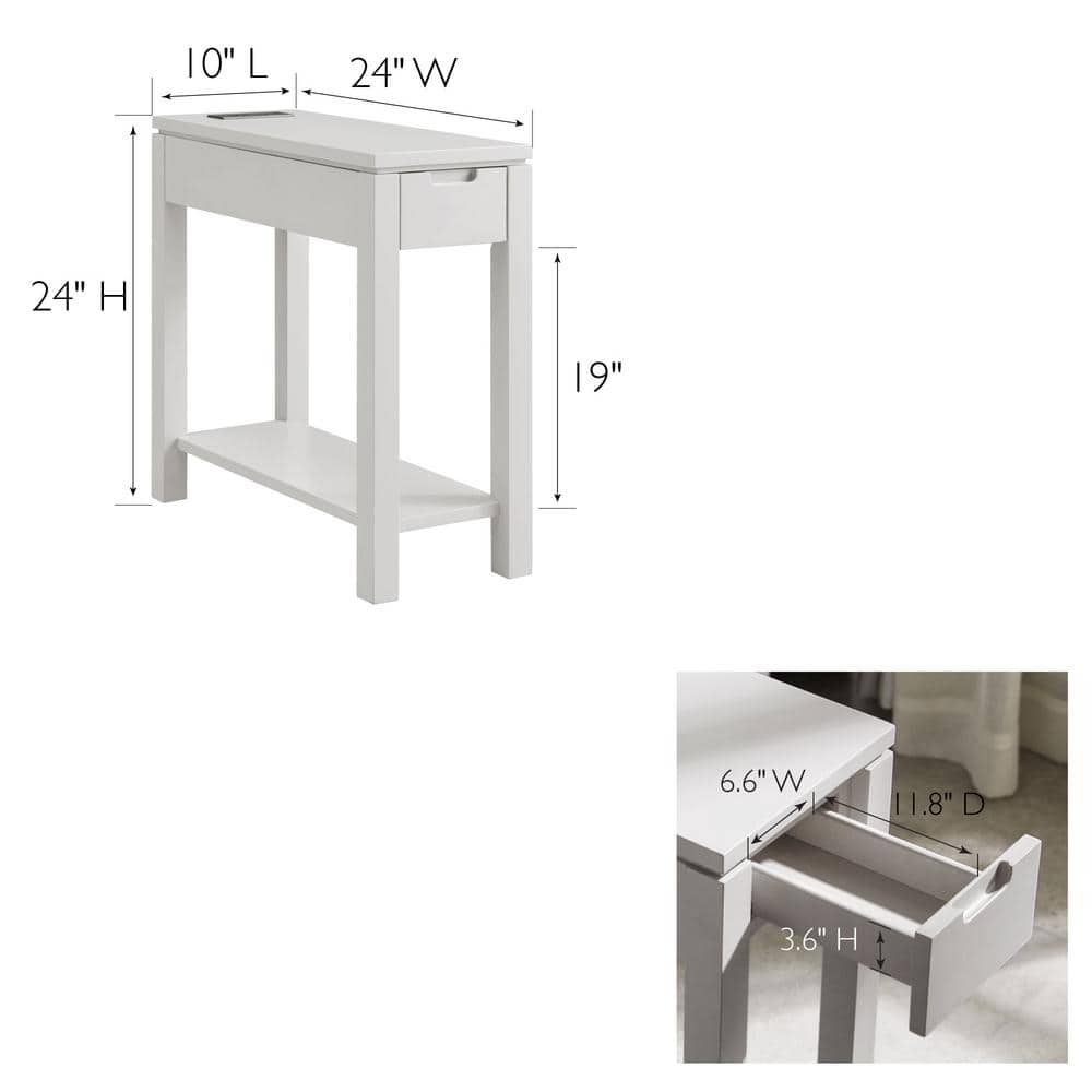Cade Contemporary Gray Poplar Side Table with Storage