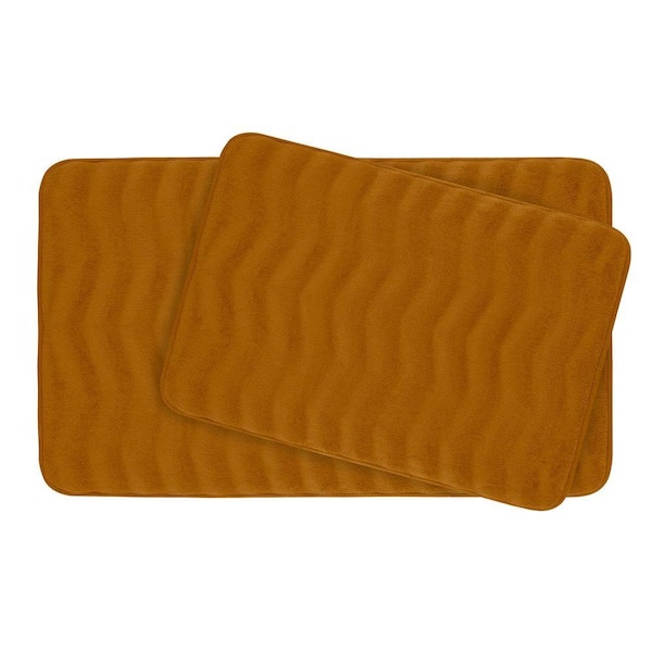 BounceComfort Waves Orange Memory Foam 2-Piece Bath Mat Set