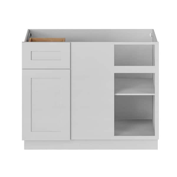 VEVETTA 42 in. W x 24 in. D x 34.5 in. H Plywood Ready to Assemble Shaker Blind Corner Kitchen Cabinet in White﻿