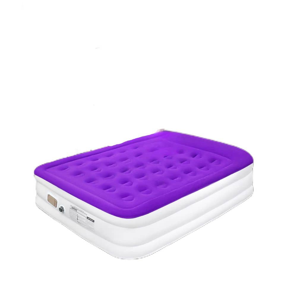 18 in. Comfort Portable Queen Air Mattress Pillow Rest with Built-in Pump, 