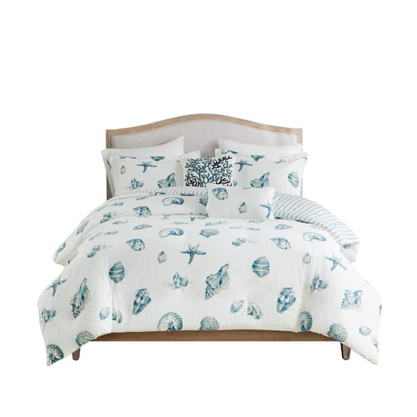 HARBOR HOUSE Beach House 3-Piece Blue Cotton Full/Queen Duvet Cover Set