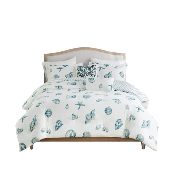 Harbor House Beach House 3-piece Blue Cotton King Duvet Cover Set Hh12 