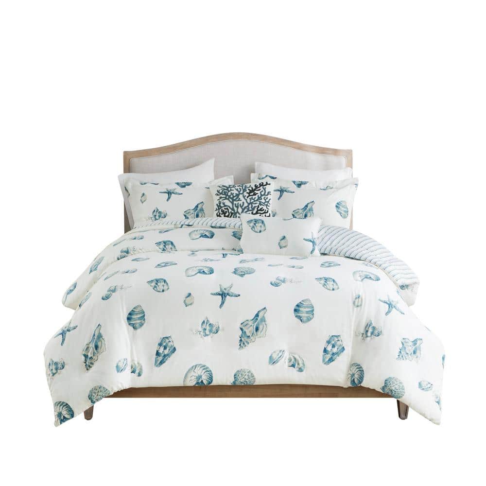 Twin Nautical Blue and White Cotton Sham Set