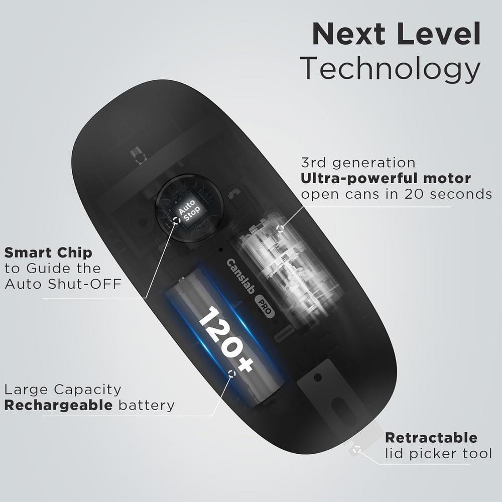 Black Stainless Steel Rechargeable Electric Handheld Can Opener