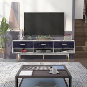 Taimae 71 in. Rustic Navy Blue TV Stand Fits TV's up to 81 in. with Storage
