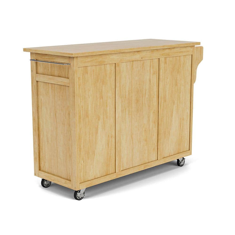 Natural Wood Kitchen Cart with Spice Rack and Storage