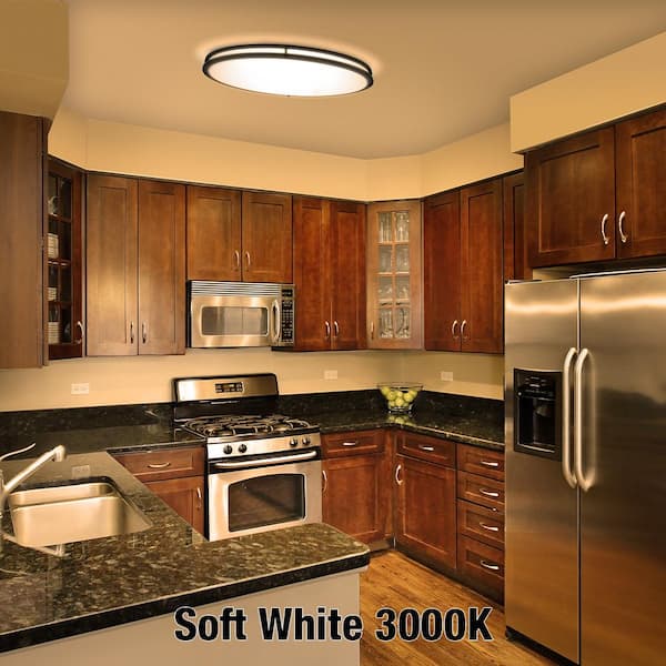 Orbit 32 in. Matte Black Oval LED Flush Mount Ceiling Light 3000 Lumens 42W Adjustable CCT 120V Dimmable (8-Pack)