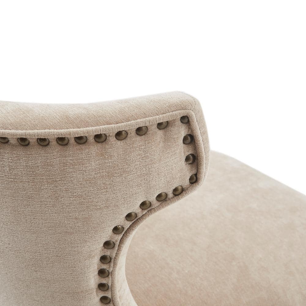 Elegant Beige Fabric and Dark Coffee Wood Swivel Counter Stool