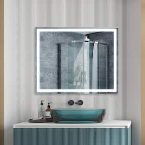 40 in. W x 32 in. H Rectangular Frameless LED Light with 3 Color and Anti-Fog Wall Mounted Bathroom Vanity Mirror