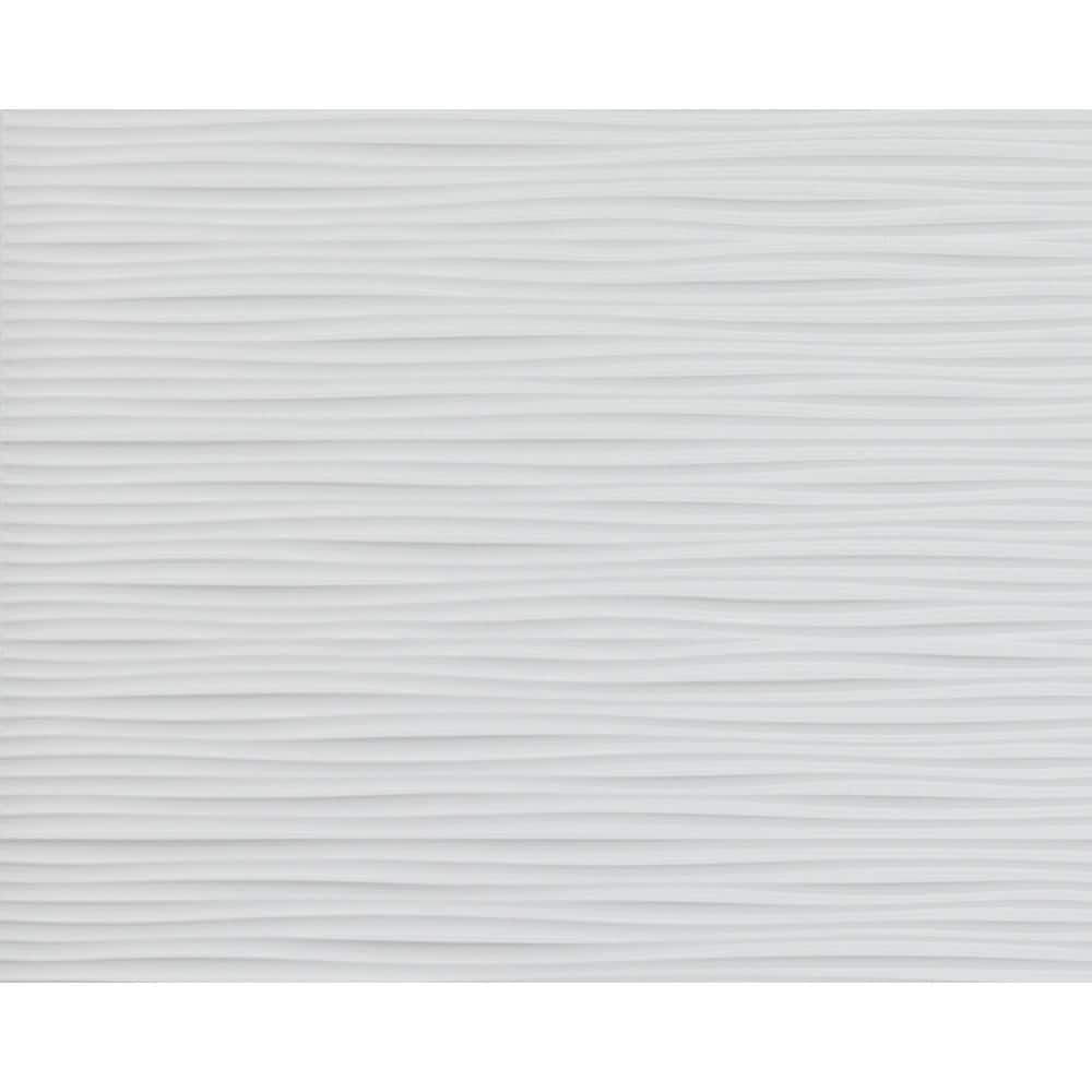Textured White PVC Abstract Backsplash Panels, 18.5" x 24.3"