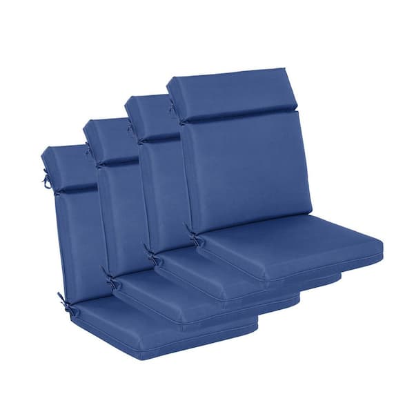 Aoodor 20 in. x 17 in. Outdoor High Back Dining Chair Cushion in Navy Blue (4-Pack)
