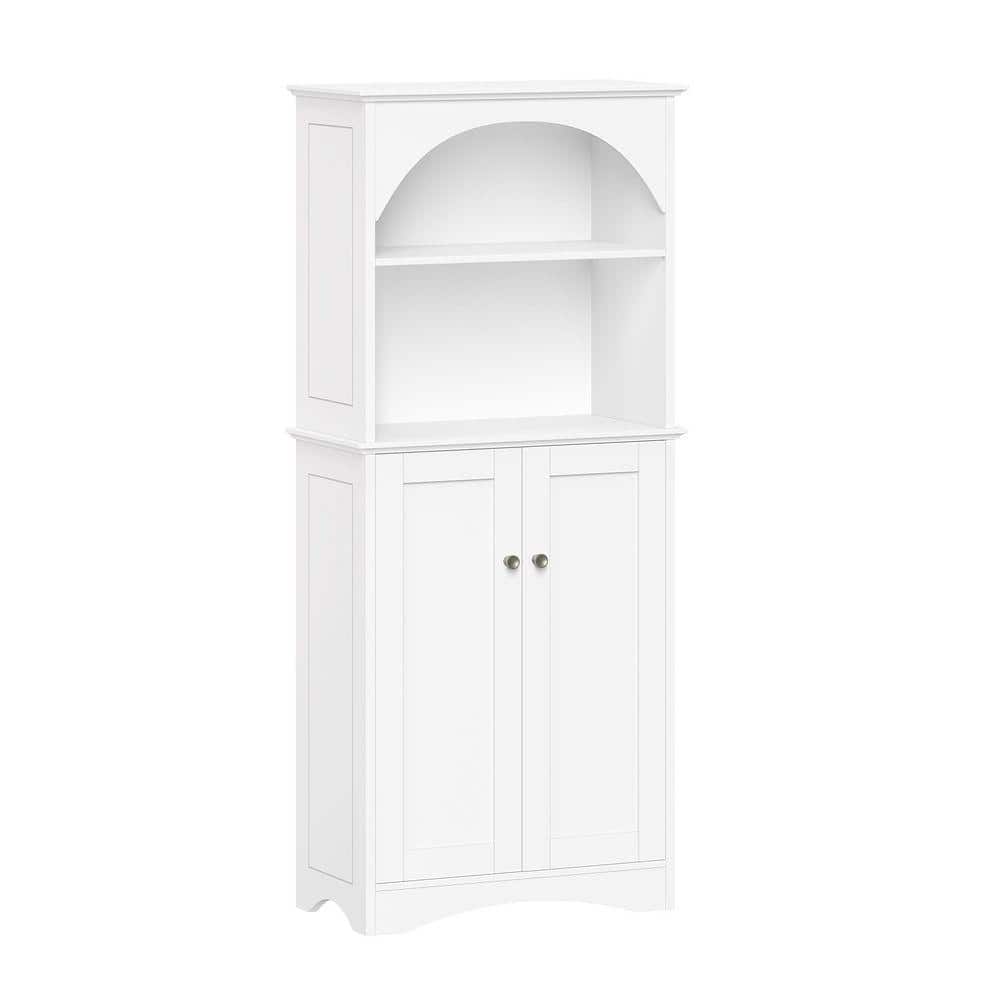 Bristol 22.6 in. W x 11.5 in. D x 52.5 in. H White 2-Door Tall Linen Cabinet with Open Shelves