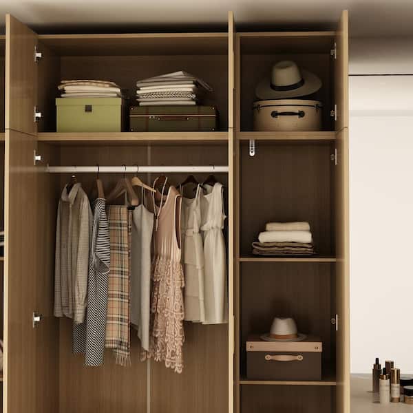 FUFU&GAGA Light Natural Wood 63 W 8-Door Big Wardrobe Armoires