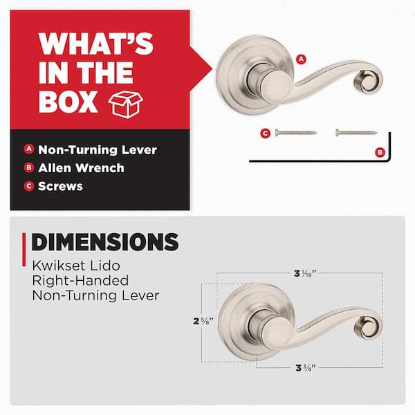 Kwikset Lido Satin Nickel Right-Handed Half-Dummy Door Handle